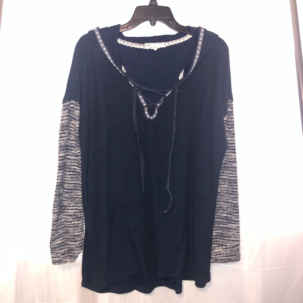 Jolt Navy with heatherd sleeves Hoodie
